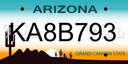 KA8B793 Arizona License Plate