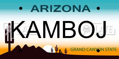 KAMBOJ Arizona License Plate