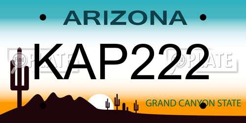 KAP222 Arizona License Plate