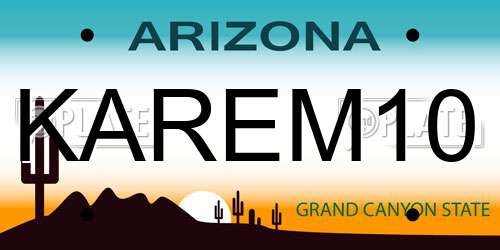 KAREM10 Arizona License Plate