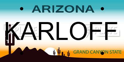 KARLOFF Arizona License Plate