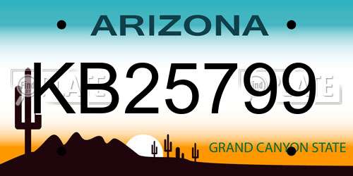 KB25799 Arizona License Plate