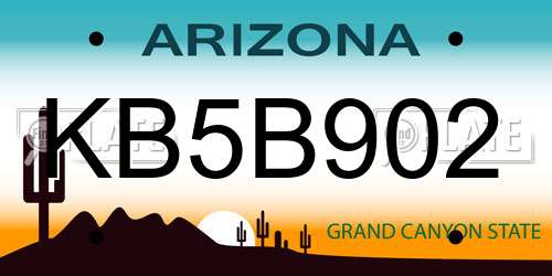 KB5B902 Arizona License Plate