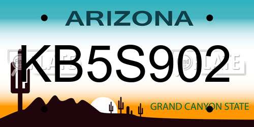 KB5S902 Arizona License Plate
