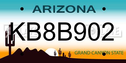 KB8B902 Arizona License Plate