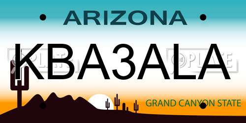 KBA3ALA Arizona License Plate