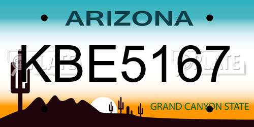 KBE5167 Arizona License Plate