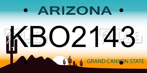 KBO2143 Arizona License Plate