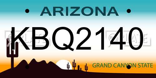 KBQ2140 Arizona License Plate