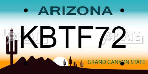 KBTF72 Arizona License Plate