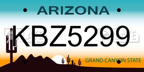 KBZ5299 Arizona License Plate