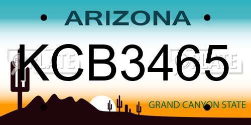 KCB3465 Arizona License Plate