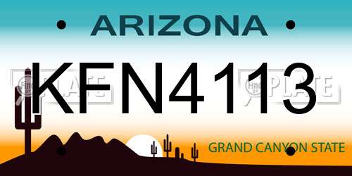 KFN4113 Arizona License Plate