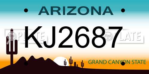 KJ2687 Arizona License Plate
