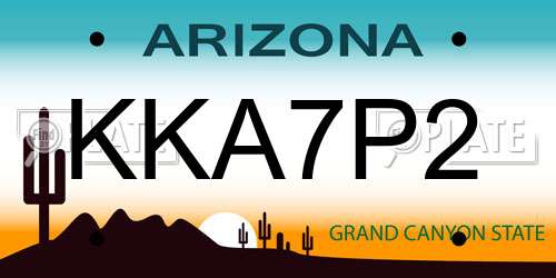 KKA7P2 Arizona License Plate