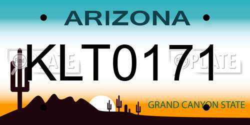 KLT0171 Arizona License Plate