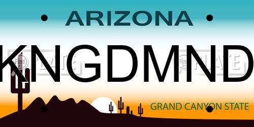 KNGDMND Arizona License Plate