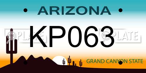 KP063 Arizona License Plate