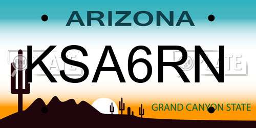 KSA6RN Arizona License Plate