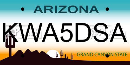 KWA5DSA Arizona License Plate
