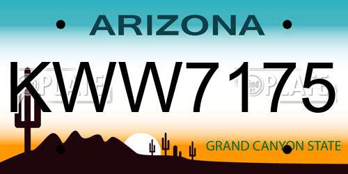 KWW7175 Arizona License Plate