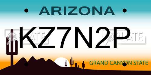 KZ7N2P Arizona License Plate