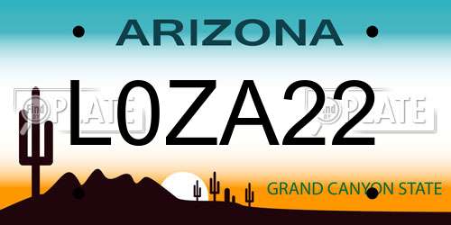 L0ZA22 Arizona License Plate