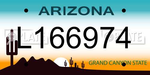 L166974 Arizona License Plate