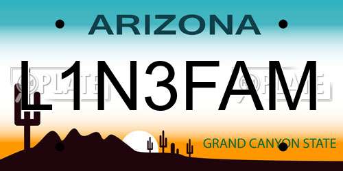L1N3FAM Arizona License Plate