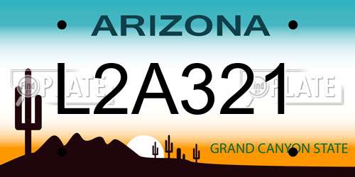 L2A321 Arizona License Plate