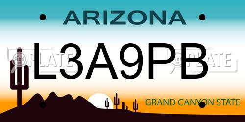 L3A9PB Arizona License Plate