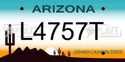 L4757T Arizona License Plate
