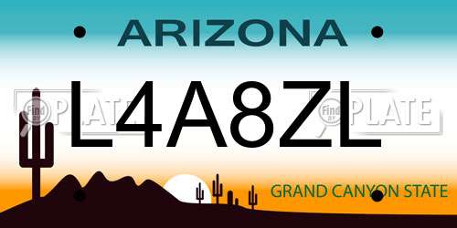 L4A8ZL Arizona License Plate