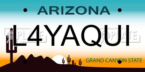 L4YAQUI Arizona License Plate