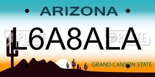L6A8ALA Arizona License Plate