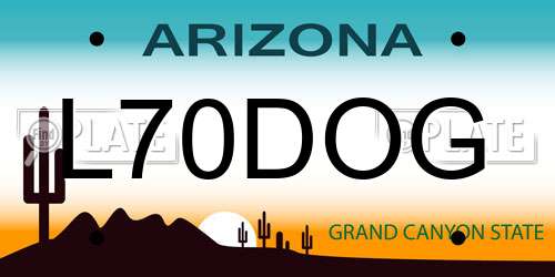 L70DOG Arizona License Plate