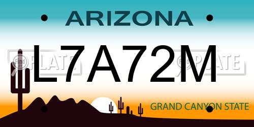 L7A72M Arizona License Plate