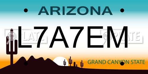 L7A7EM Arizona License Plate