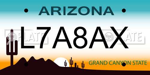 L7A8AX Arizona License Plate