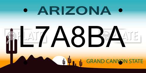 L7A8BA Arizona License Plate