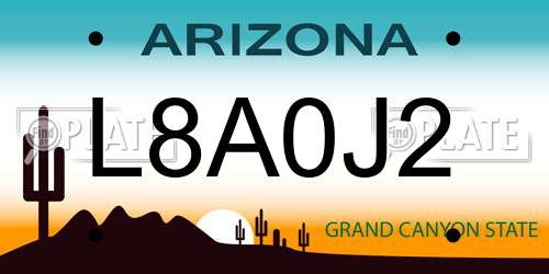 L8A0J2 Arizona License Plate