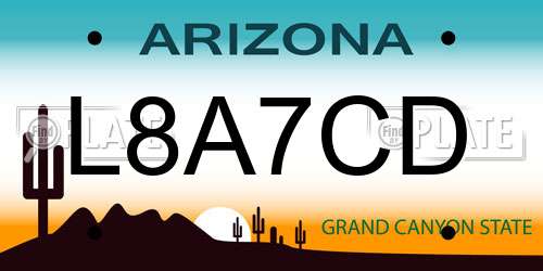 L8A7CD Arizona License Plate