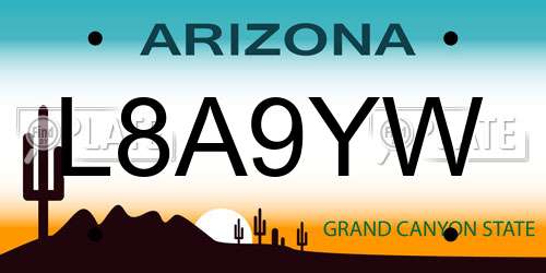 L8A9YW Arizona License Plate
