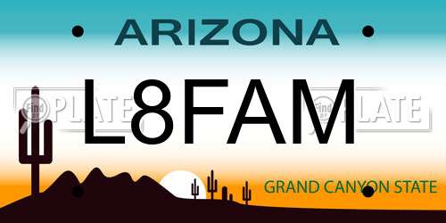 L8FAM Arizona License Plate