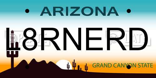 L8RNERD Arizona License Plate