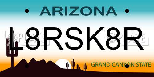 L8RSK8R Arizona License Plate