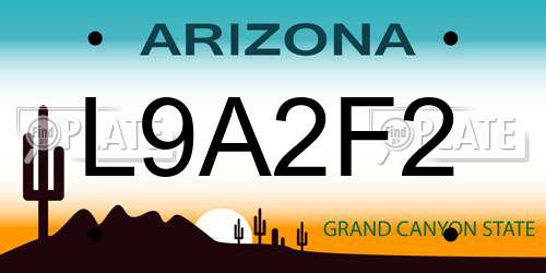 L9A2F2 Arizona License Plate