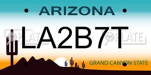 LA2B7T Arizona License Plate