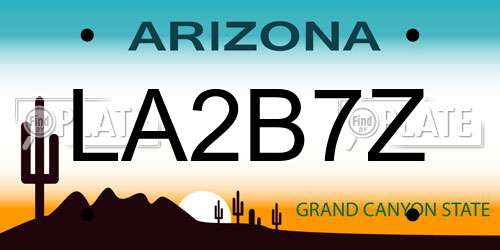 LA2B7Z Arizona License Plate