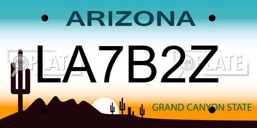 LA7B2Z Arizona License Plate